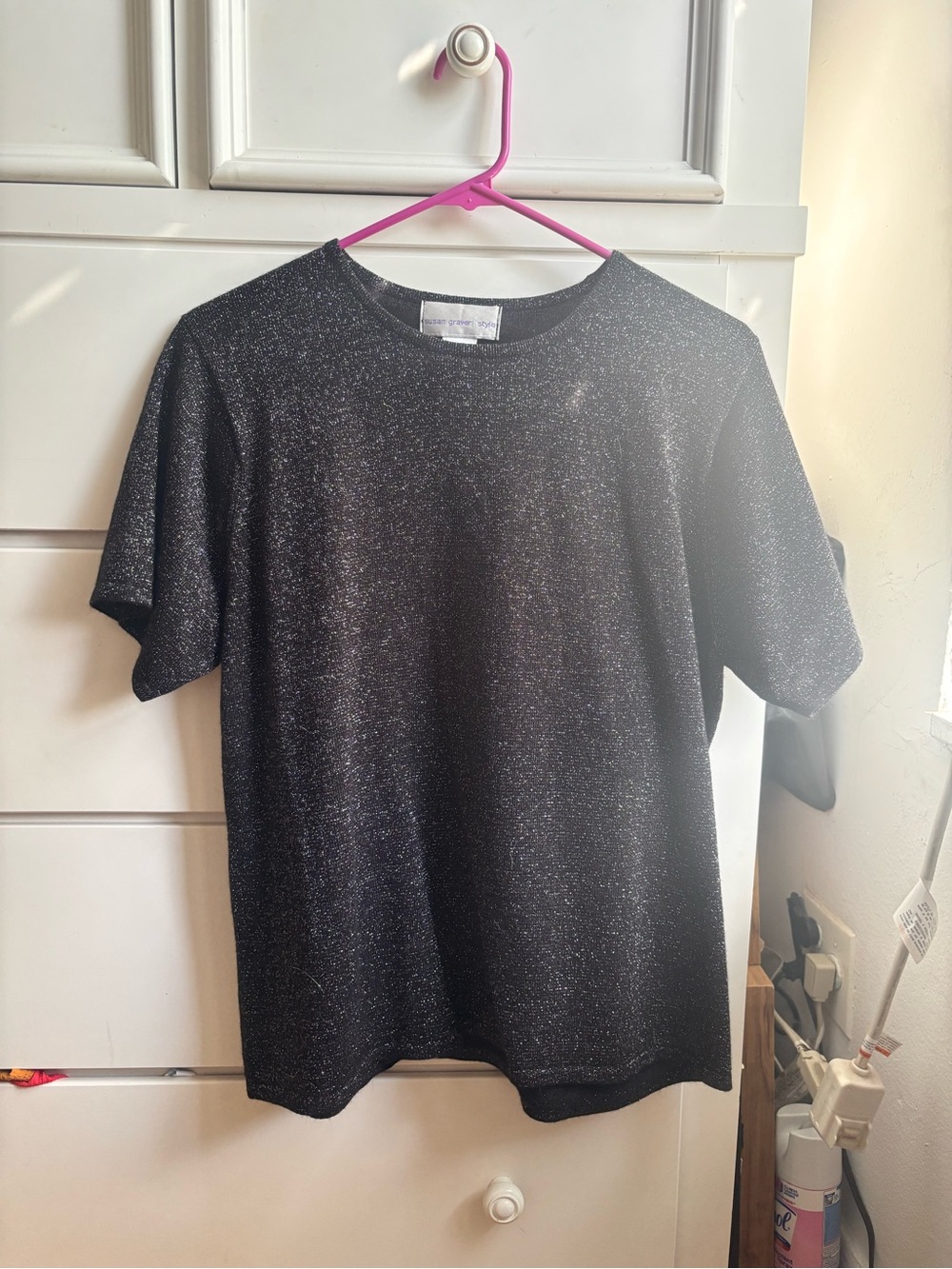 vintage Silver-Threaded Black boxy tee